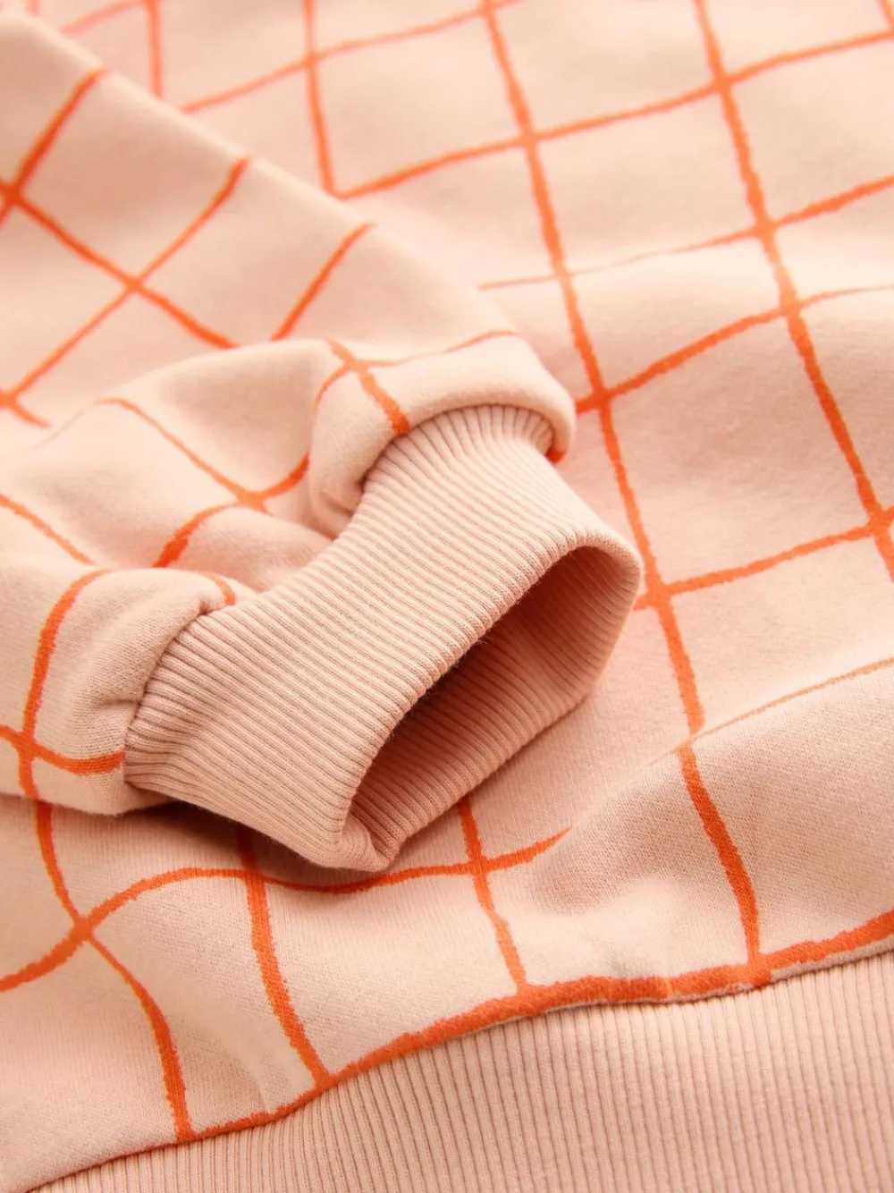 Next Peach Pink Grid Crew Neck Sweatshirt (3mths-7yrs)^ Sweatshirts & Hoodies|Nightwear