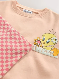 Online Next Peach Pink Tweety Sweatshirt & Flare Leggings Set (3mths-7yrs)