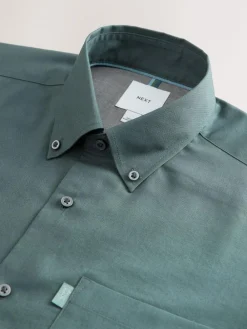 Next Petrol Blue Regular Fit Button Down Easy Iron Oxford Shirt^ Shirts