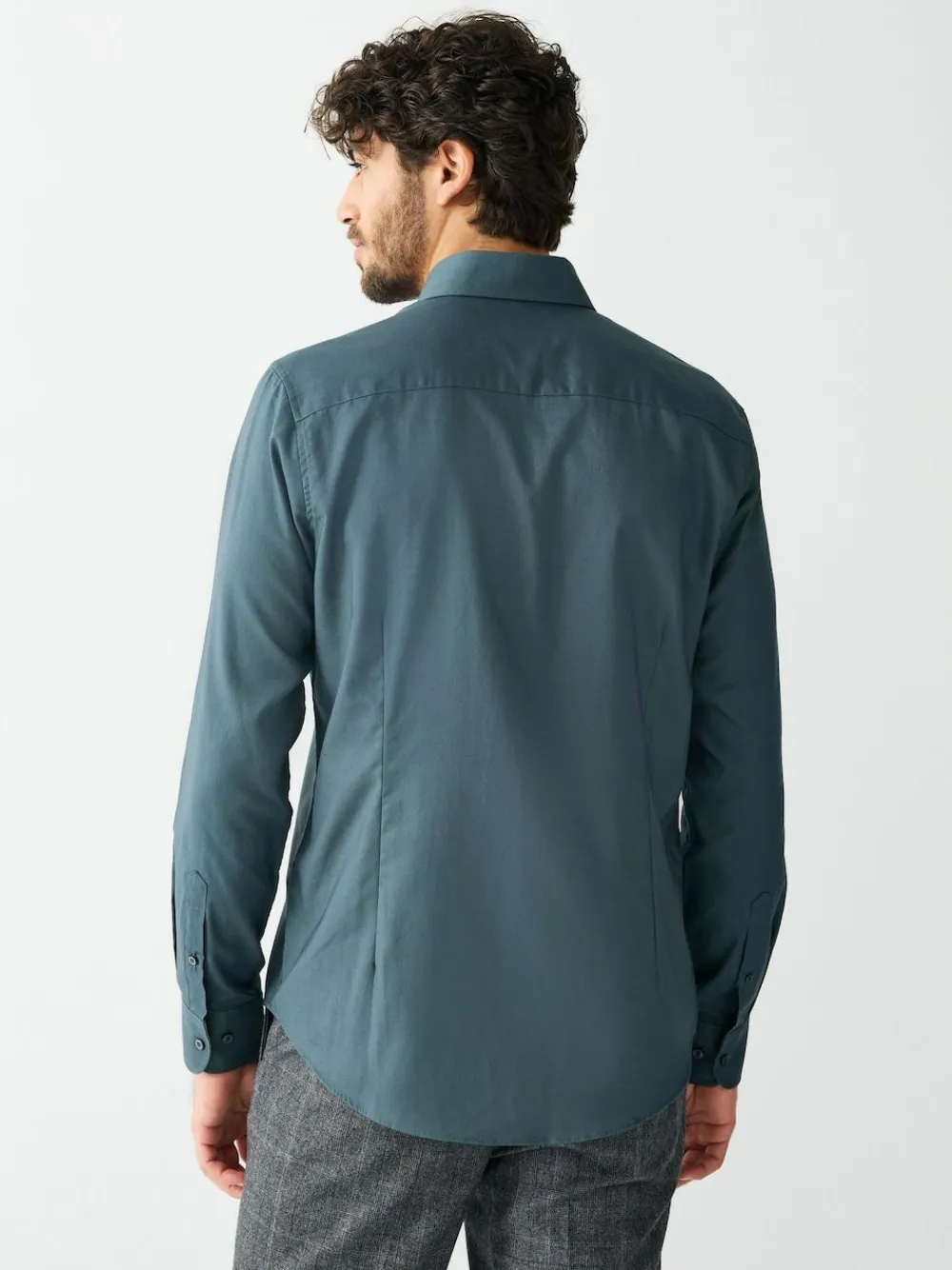 Best Next Petrol Blue Slim Fit Button Down Easy Iron Oxford Shirt