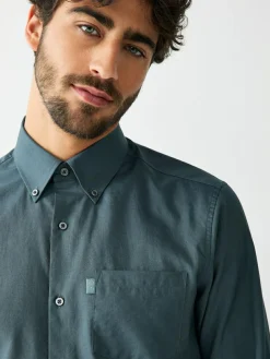 Best Next Petrol Blue Slim Fit Button Down Easy Iron Oxford Shirt