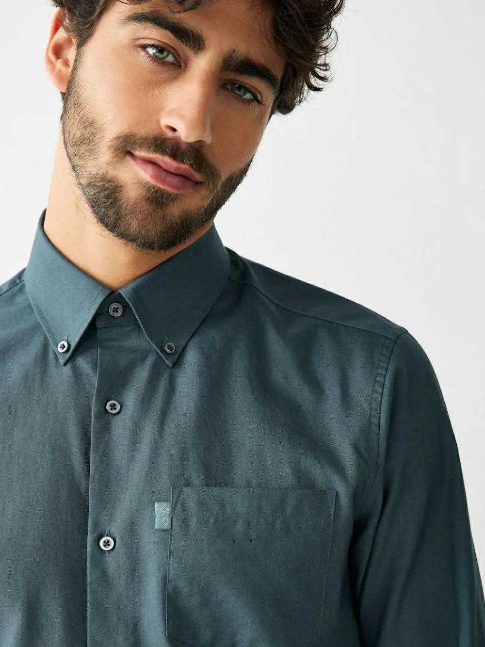 Best Next Petrol Blue Slim Fit Button Down Easy Iron Oxford Shirt