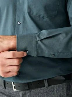 Best Next Petrol Blue Slim Fit Button Down Easy Iron Oxford Shirt