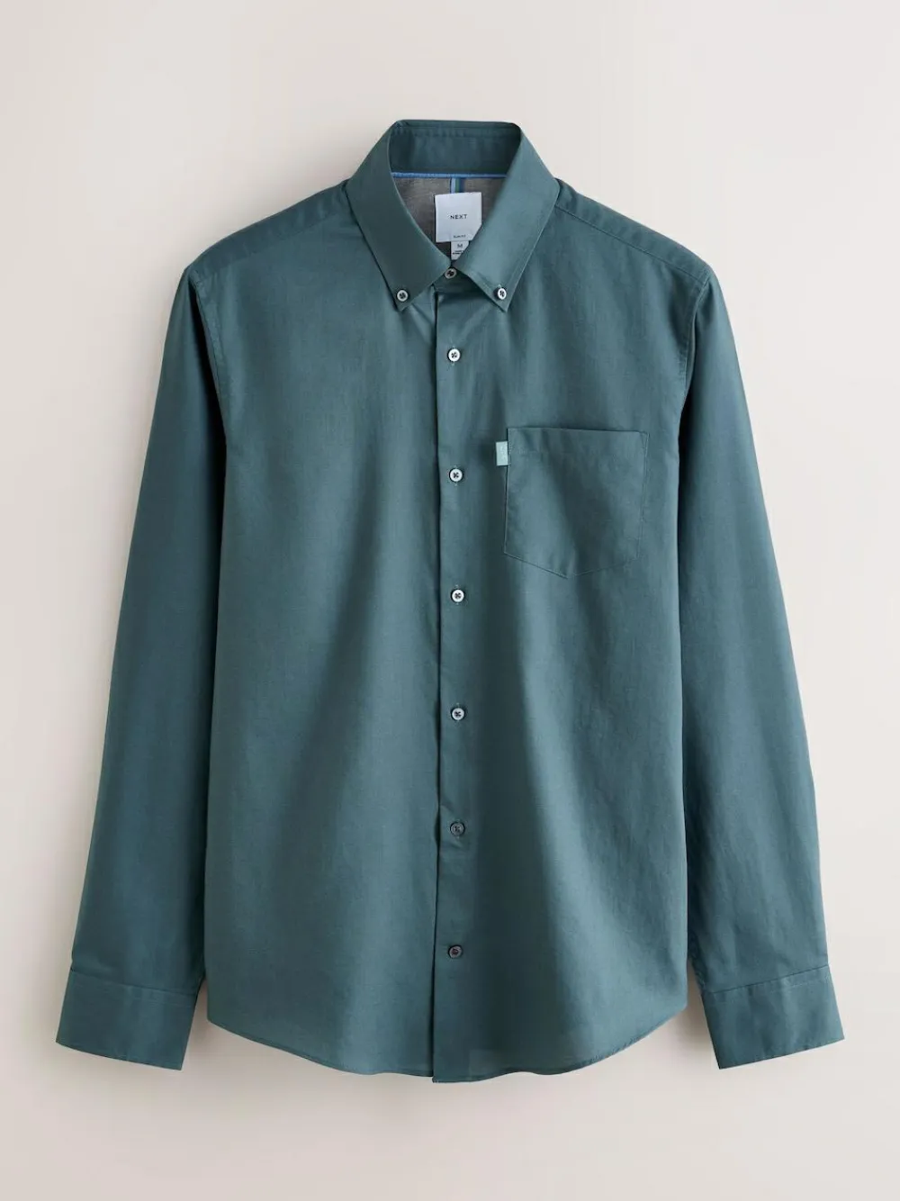 Best Next Petrol Blue Slim Fit Button Down Easy Iron Oxford Shirt