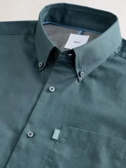 Best Next Petrol Blue Slim Fit Button Down Easy Iron Oxford Shirt
