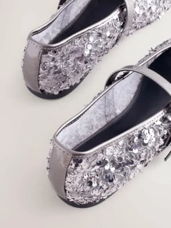 Next Pewter Sequin Forever Comfort® Embellished Sequin Mary Jane Shoes^Women Flats