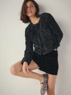 Next Pewter Sequin Forever Comfort® Embellished Sequin Mary Jane Shoes^Women Flats