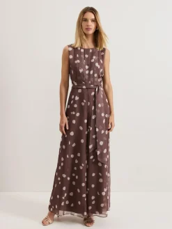 Hot Phase Eight Brown Maxine Spot Chiffon Jumpsuit