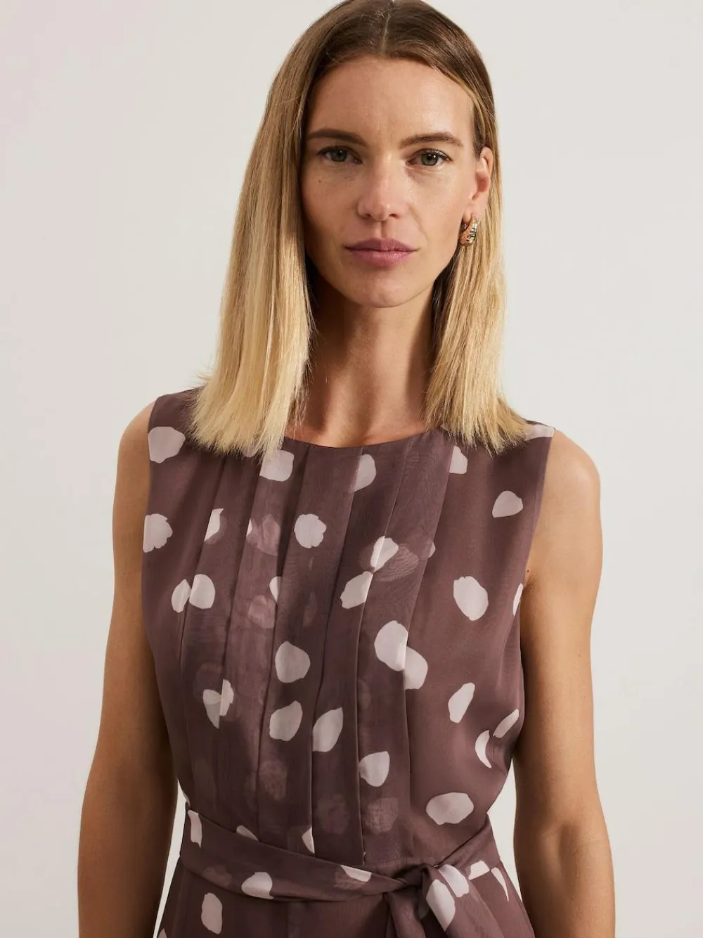 Hot Phase Eight Brown Maxine Spot Chiffon Jumpsuit