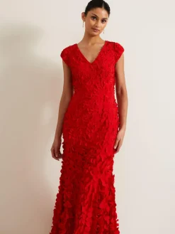 Online Phase Eight Red Charlene Ruffle Maxi Dress
