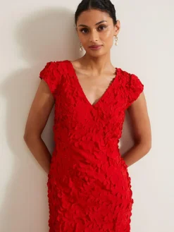 Online Phase Eight Red Charlene Ruffle Maxi Dress