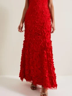 Online Phase Eight Red Charlene Ruffle Maxi Dress