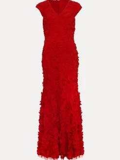 Online Phase Eight Red Charlene Ruffle Maxi Dress