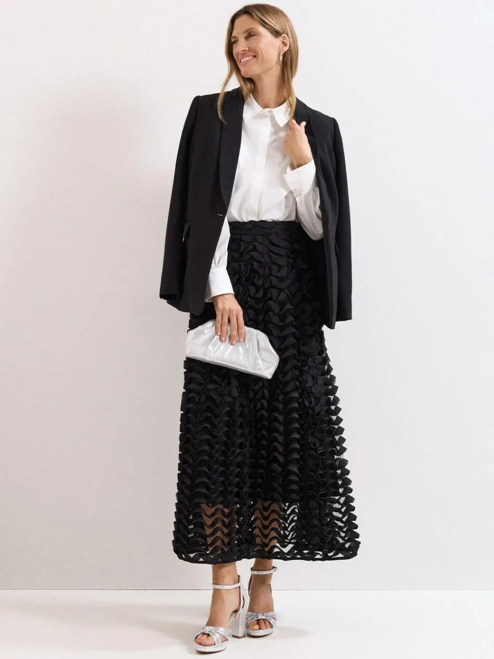 Phase Eight Silver Pouch Clutch Bag^Women Bags