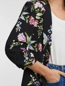 PIECES Black Floral Ruched Sleeve Blazer^Women Blazers|Suits & Tailoring