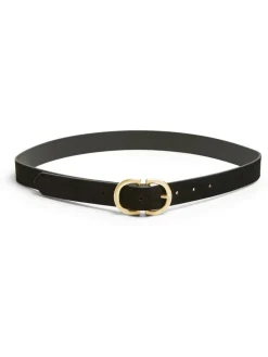 Best PIECES Suede Buckle Belt Black