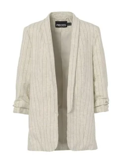 Online PIECES Cream Relaxed Ruched Sleeve Blazer