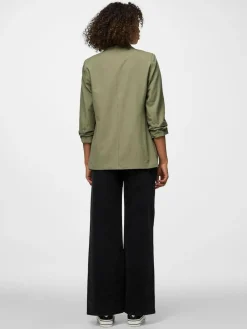 New PIECES Green Ruched Sleeve Blazer