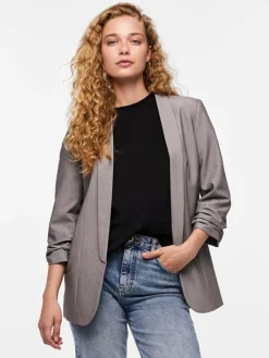 Hot PIECES Grey Ruched Sleeve Blazer