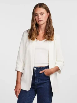 Discount PIECES White Ruched Sleeve Blazer