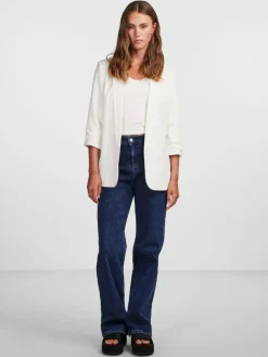 Discount PIECES White Ruched Sleeve Blazer