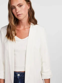 Discount PIECES White Ruched Sleeve Blazer