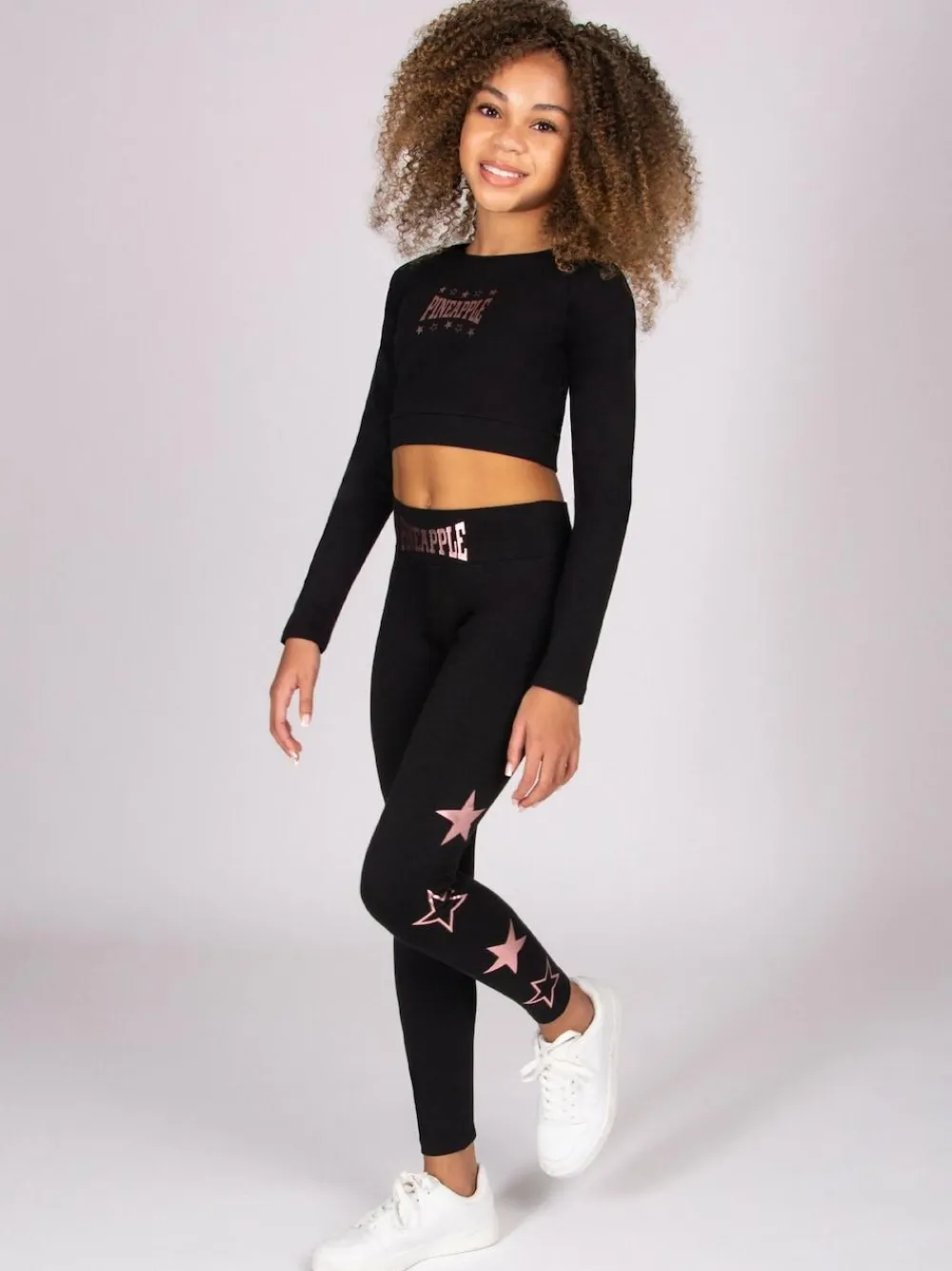 Sale Pineapple Black Girls Raglan Long Sleeve Crop Top