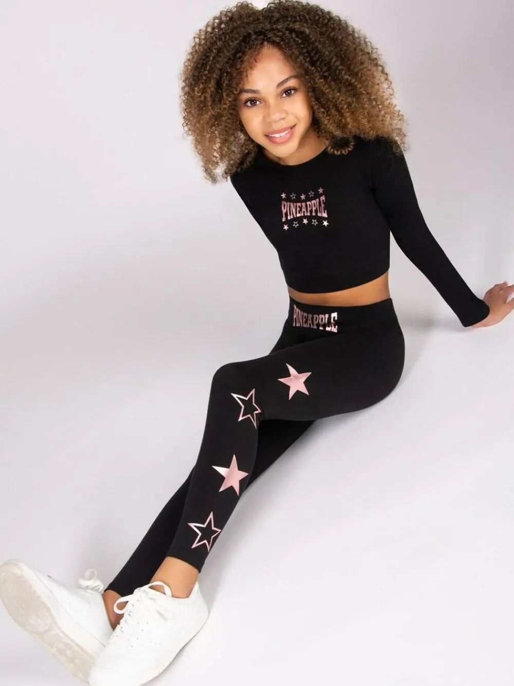 Sale Pineapple Black Girls Raglan Long Sleeve Crop Top