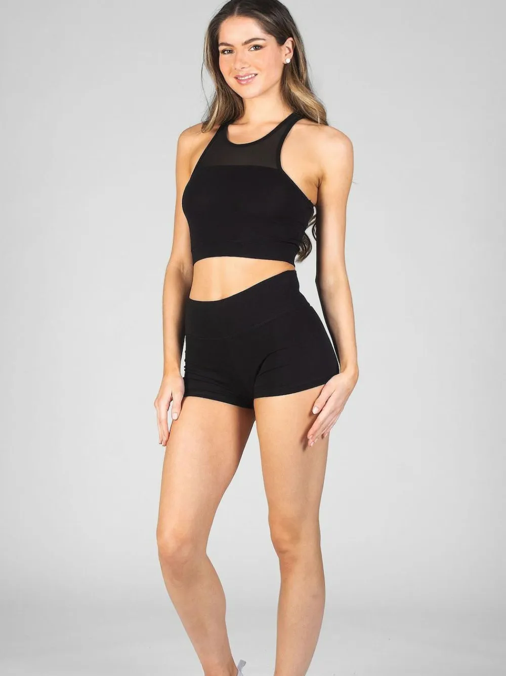 Pineapple Black High Band Hotpant Shorts^Women Shorts