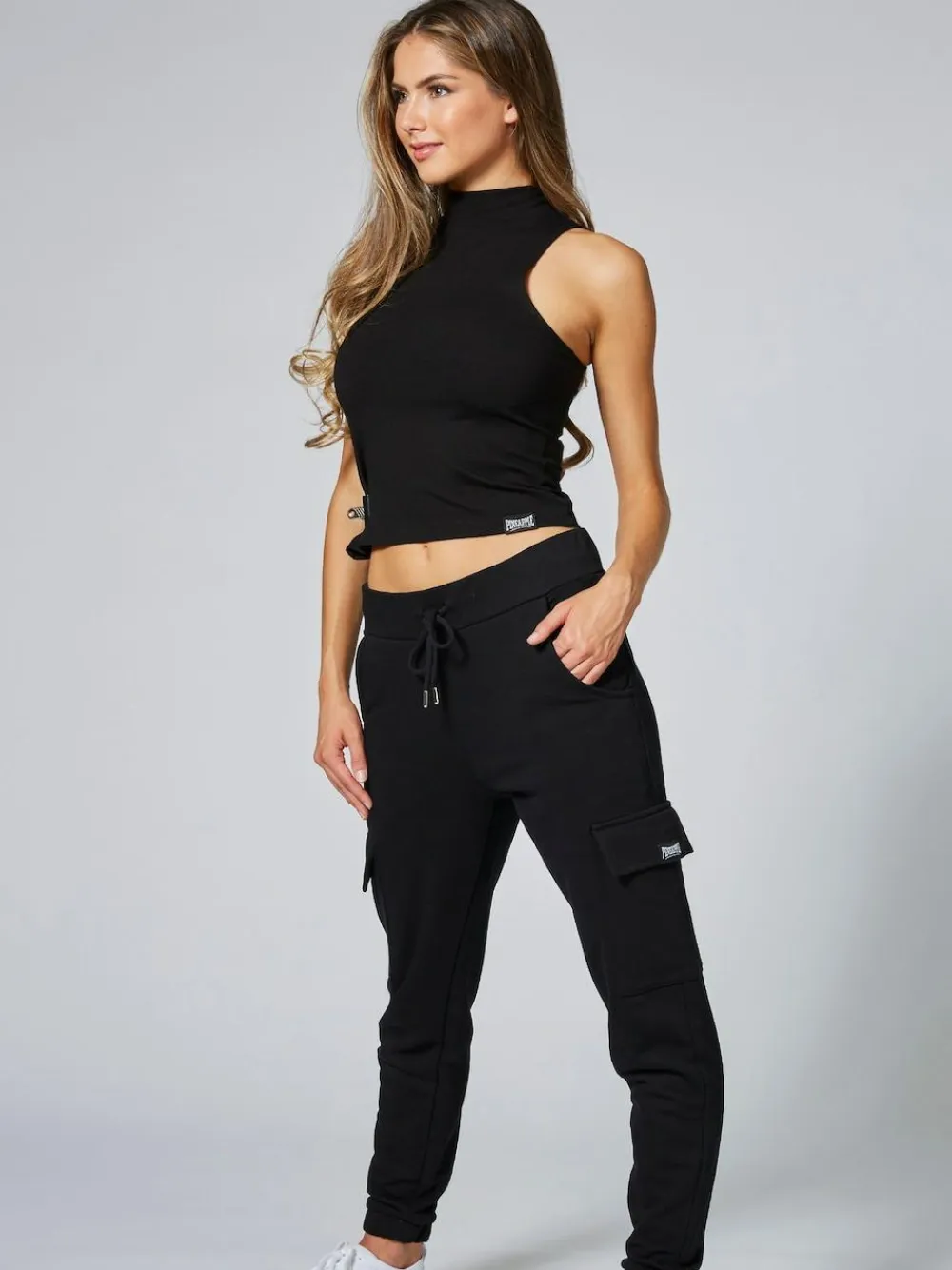 Pineapple Black High Neck Barbarella Sleeveless Top^Women Sportswear