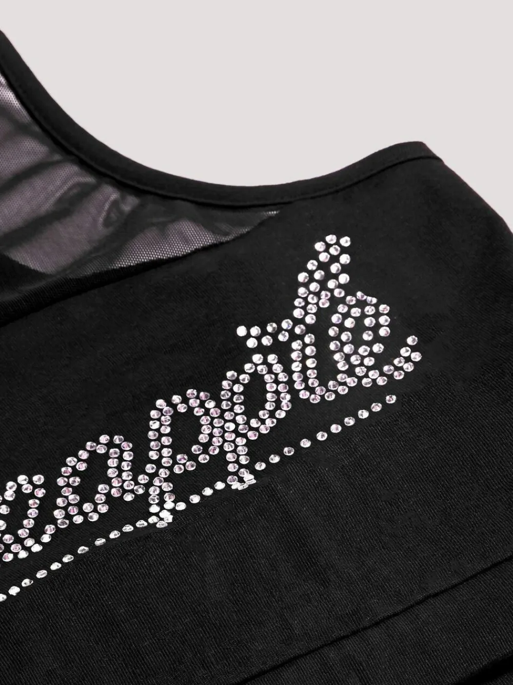 Pineapple Black Logo Mesh Panel Girls Crop Top^ Vests