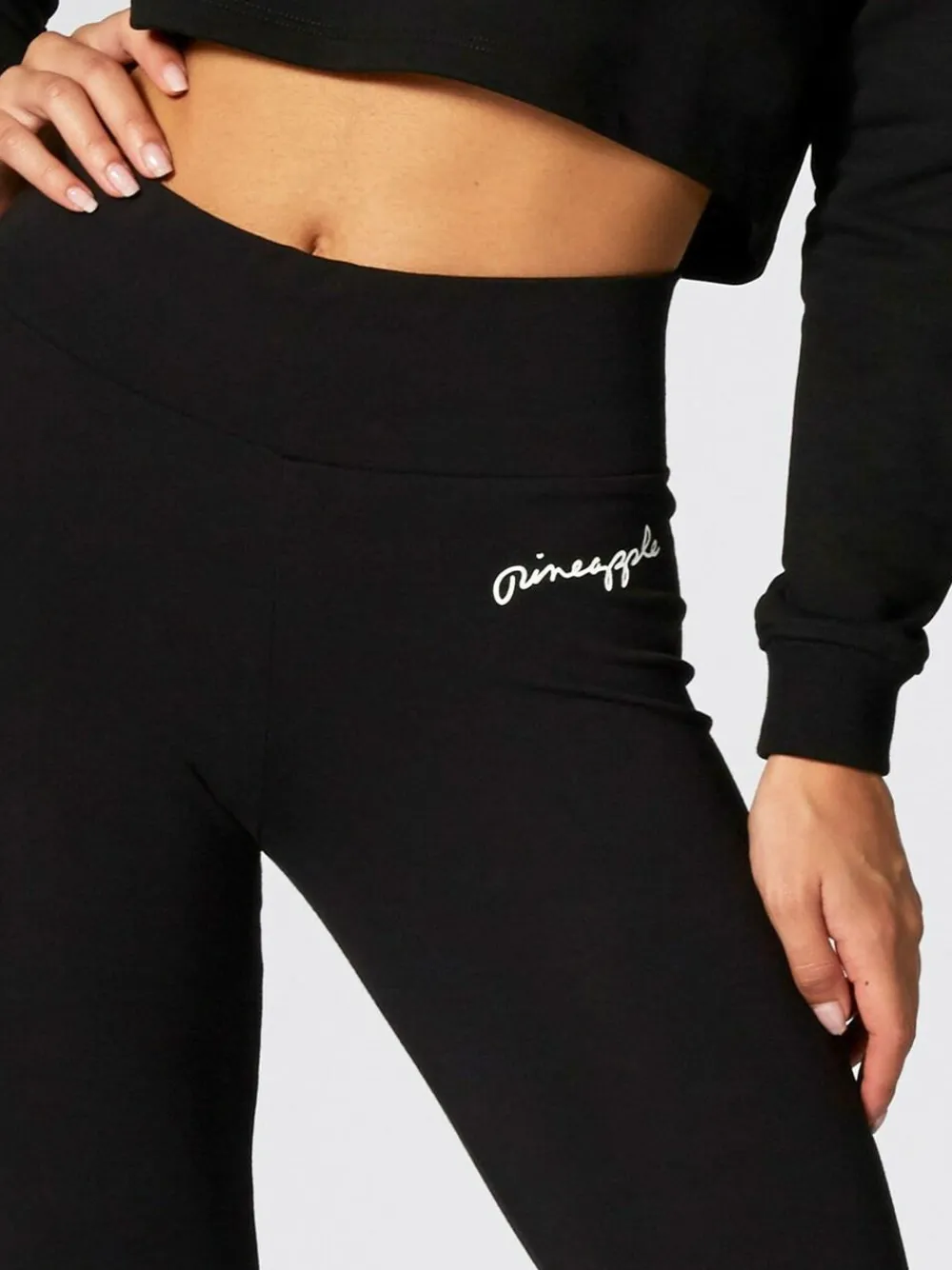 Pineapple Black Petite Womens Wide Waistband Leggings^Women Sportswear|Leggings & Sweatpants