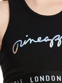Sale Pineapple Black Script Crop Top