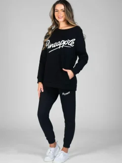 Pineapple Black Skinny Zip Joggers^Women Loungewear