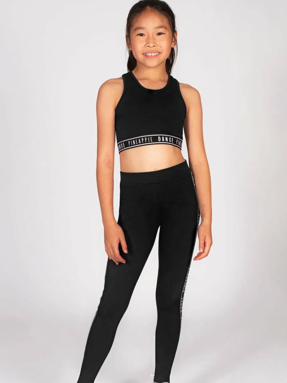 Pineapple Tape Hem Midi Crop Top Black