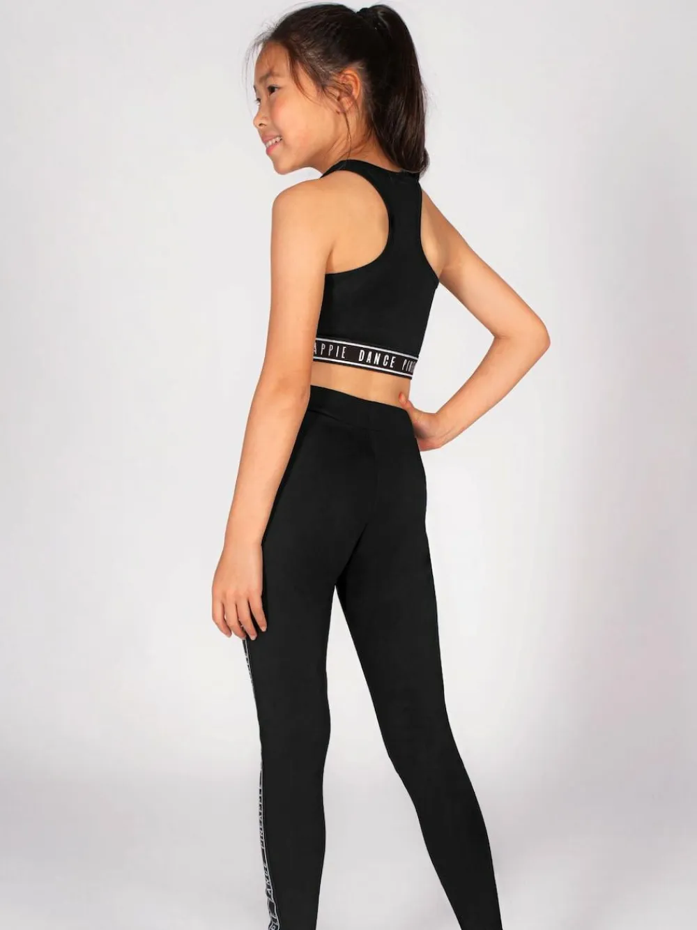 Pineapple Tape Hem Midi Crop Top Black