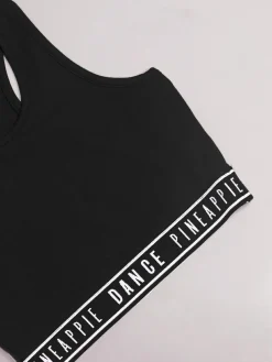 Pineapple Tape Hem Midi Crop Top Black