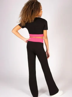 New Pineapple Black The Next Step Star Short Sleeve Crop Top