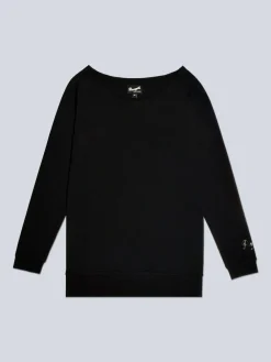 Hot Pineapple Womens Off Shoulder Longline Sweatshirt Black