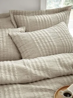 Best Pineapple Elephant Tamba Jersey Stripe Quilted Duvet Cover Set Natural