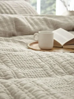 Best Pineapple Elephant Tamba Jersey Stripe Quilted Duvet Cover Set Natural