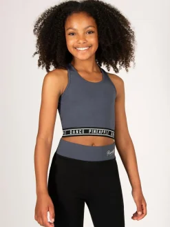 Online Pineapple Tape Hem Midi Crop Top Grey