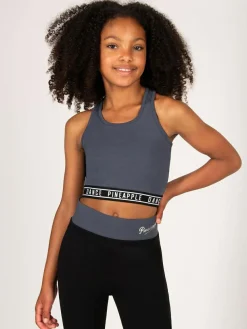 Online Pineapple Tape Hem Midi Crop Top Grey