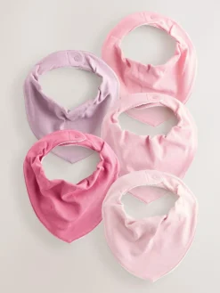 Hot Next Pink 5 Pack Baby Dribble Bibs