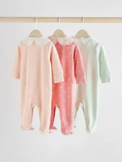 Next Pink 3 Pack Baby Sleepsuits (0-2yrs)^ Nightwear