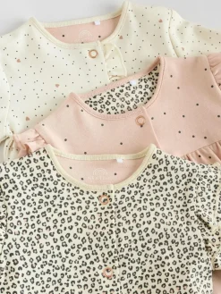 Best Next Pink 3 Pack Baby Sleepsuits with Matching Turbans (0mths-2yrs)