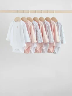 Sale Next Pink 7 Pack Long Sleeve Baby Bodysuit