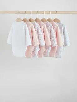 Sale Next Pink 7 Pack Long Sleeve Baby Bodysuit