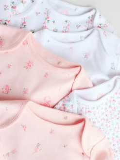 Online Next Pink 5 Pack Long Sleeve Baby Bodysuit