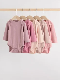 Next Pink 5 Pack Long Sleeve Baby Bodysuits^ Bodysuits & Vests|Vests